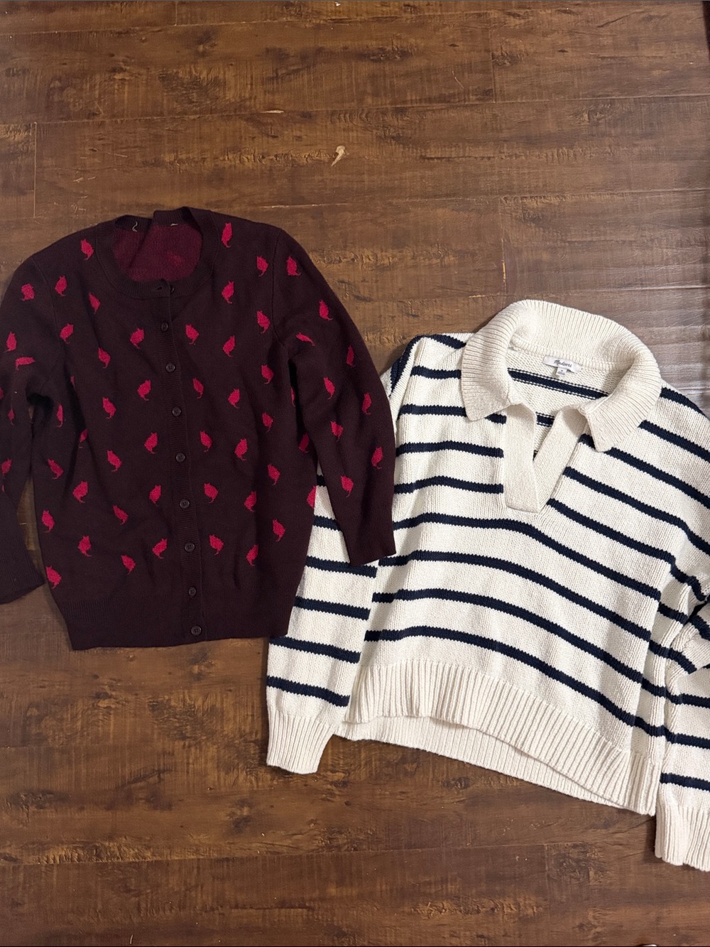 Navy Stripe Collared Pullover Sweater - Unknown Brand